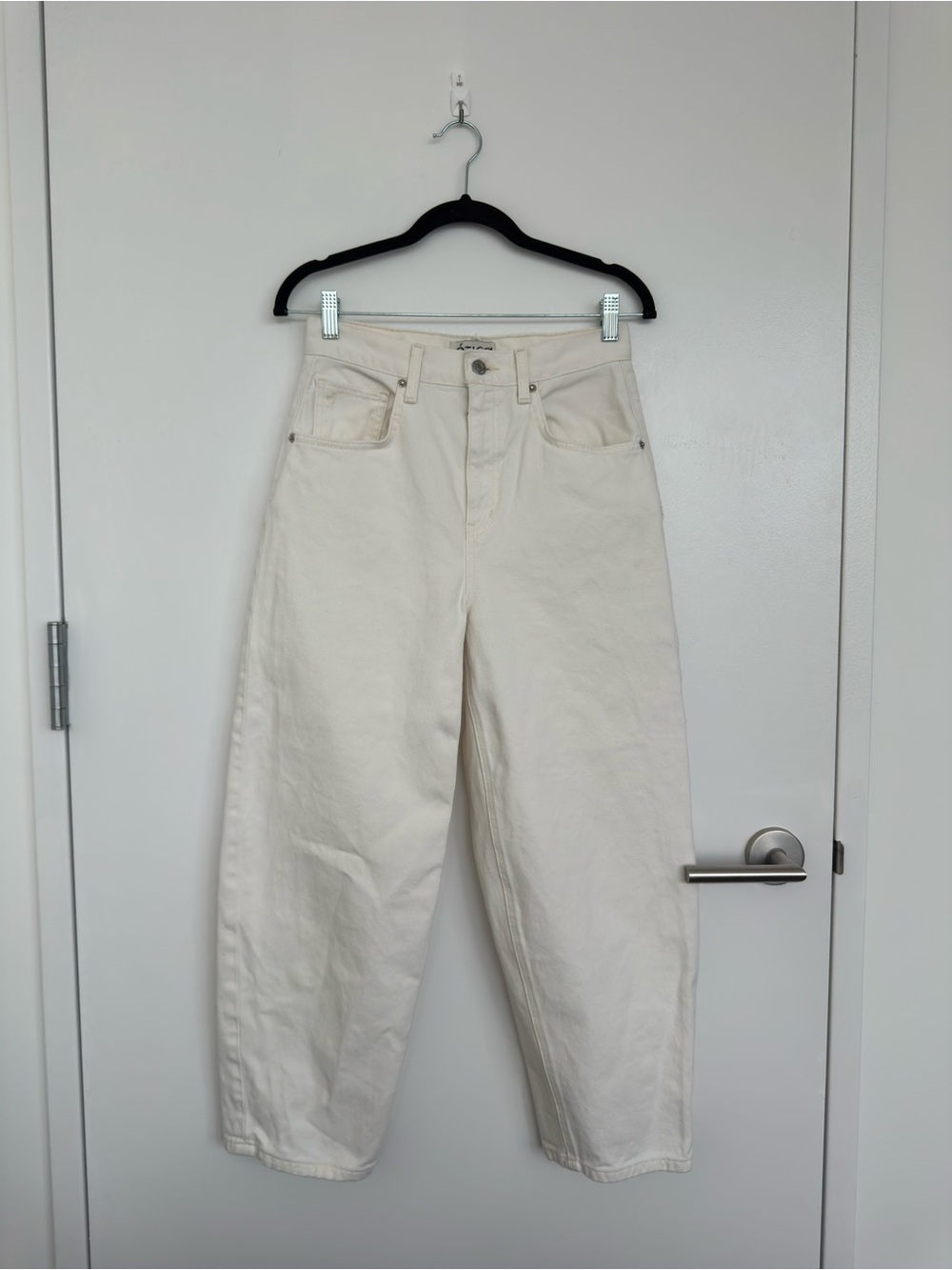 High Waisted White Barrel Jeans
